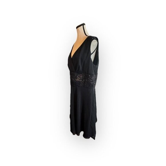 Women’s 20 R&M Richard’s Black Sleeveless Beaded Brocade Waist Evening Dress 2X - Picture 5 of 8